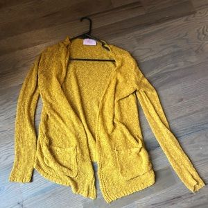 Mustard Yellow Loose Knit Long Sleeve Cardigan